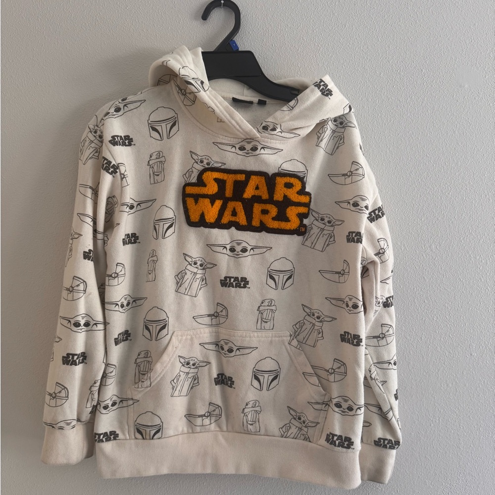 Star Wars Cream & Black Baby Yoda Hoodie 10/12